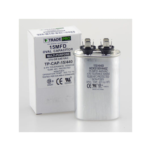 TRADEPRO® Run Capacitor -- TP-CAP-15/440 VAC, Oval